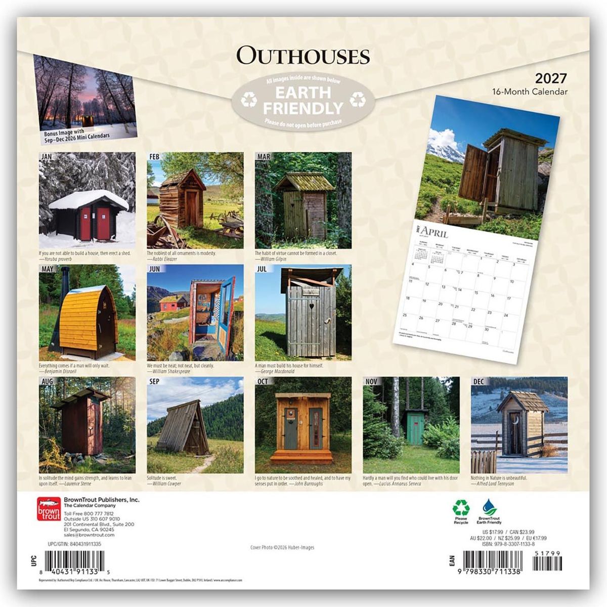 Weitere Ansicht: Outhouses - Toilettenhäuschen 2027 - 16-Monatskalender | Browntrout Publishers