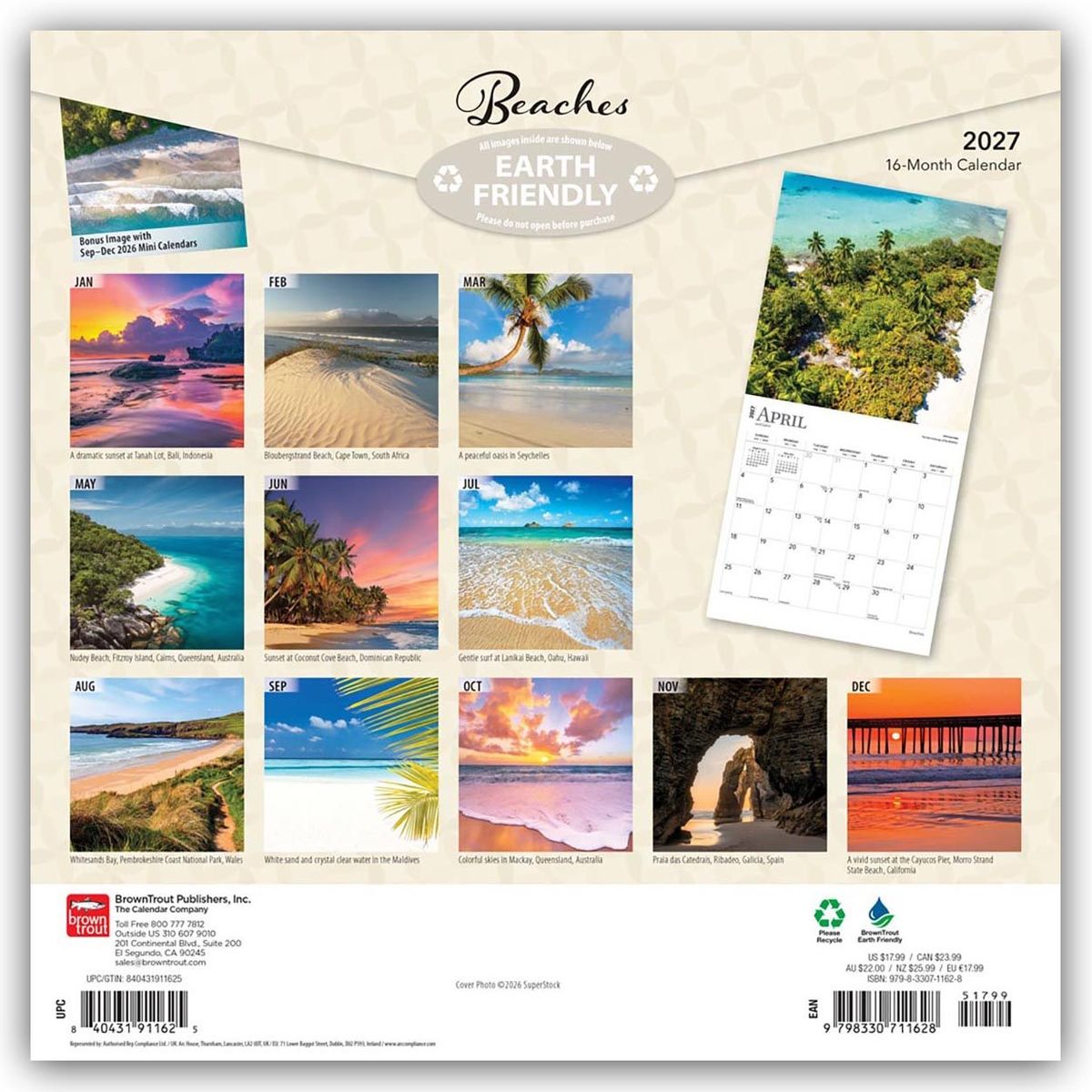 Weitere Ansicht: Beaches - Traumstrände 2027 - 16-Monatskalender | Browntrout Publishers