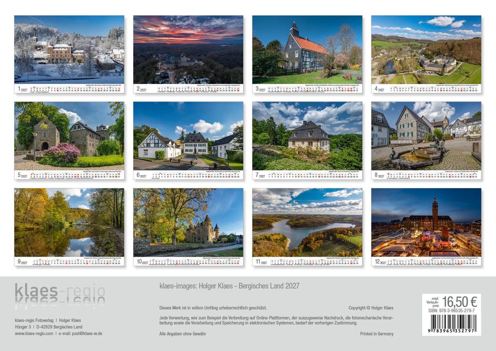 Weitere Ansicht: Bergisches Land 2027 Bildkalender A3 quer, spiralgebunden
