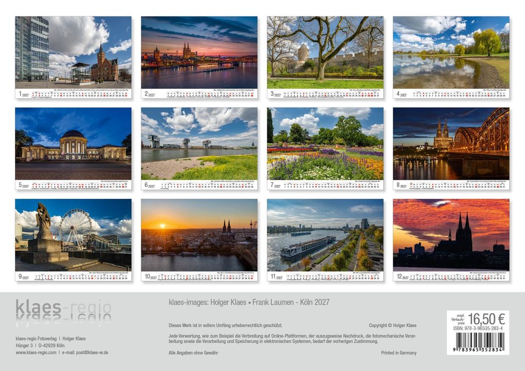 Weitere Ansicht: Köln 2027 Bildkalender A3 quer, spiralgebunden