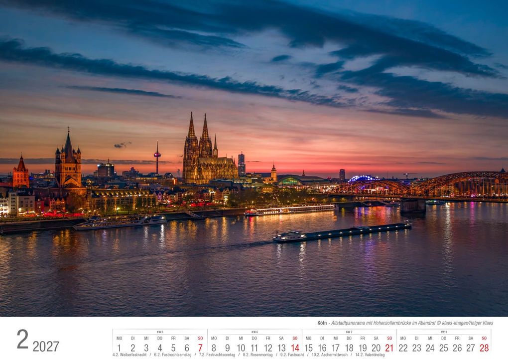 Weitere Ansicht: Köln 2027 Bildkalender A3 quer, spiralgebunden
