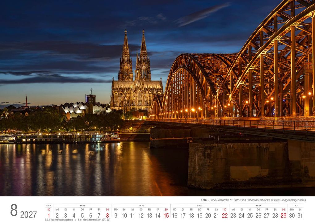 Weitere Ansicht: Köln 2027 Bildkalender A3 quer, spiralgebunden