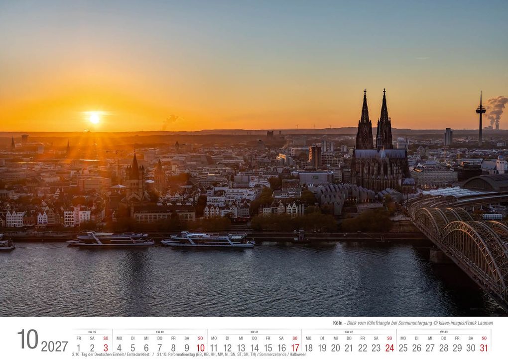 Weitere Ansicht: Köln 2027 Bildkalender A3 quer, spiralgebunden
