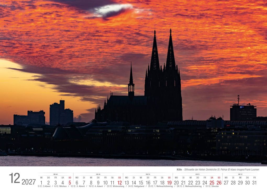 Weitere Ansicht: Köln 2027 Bildkalender A3 quer, spiralgebunden