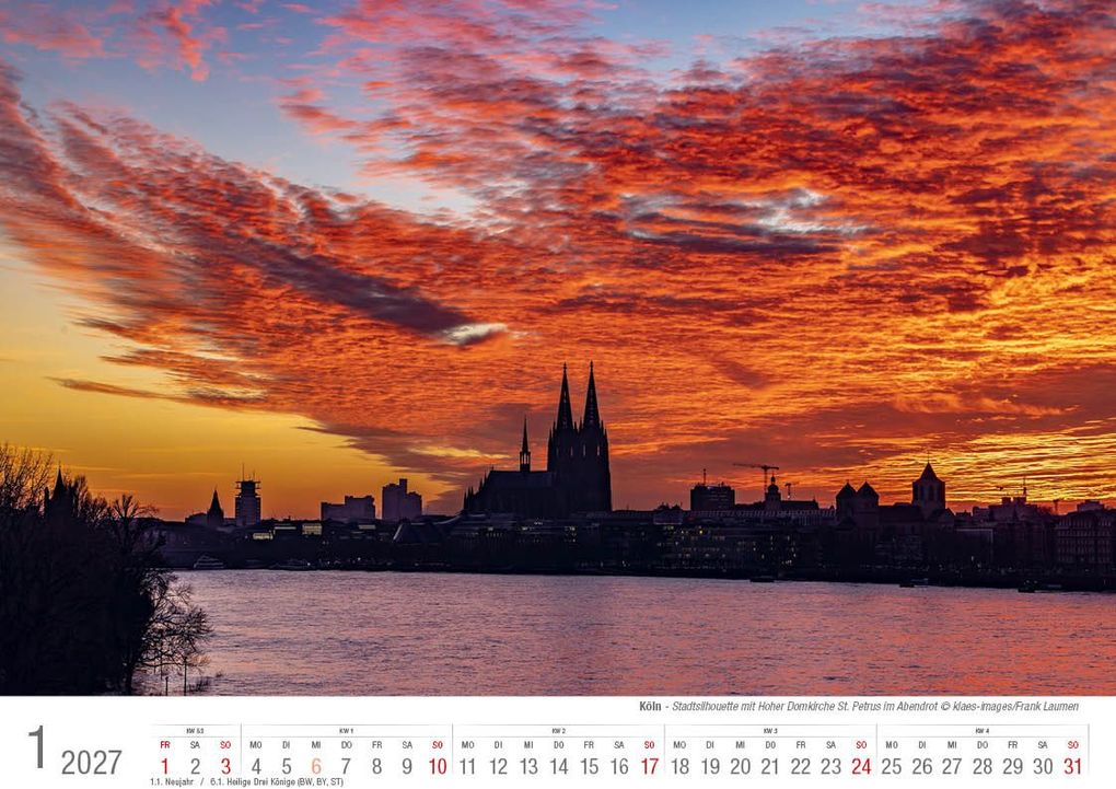 Weitere Ansicht: Köln 2027 Bildkalender A4 quer, spiralgebunden