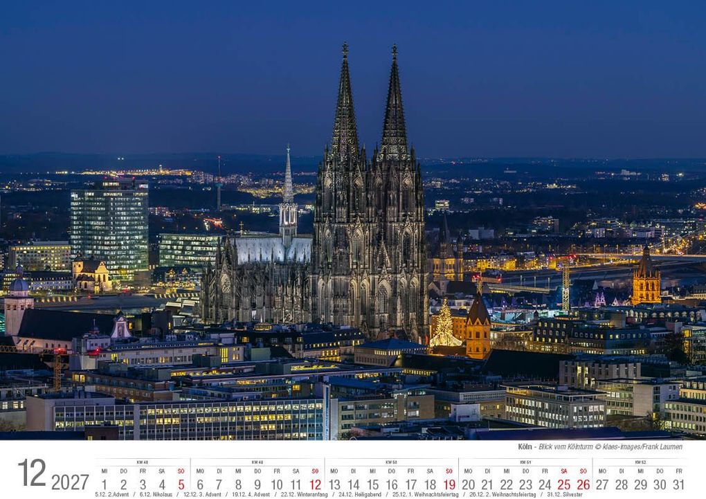 Weitere Ansicht: Köln 2027 Bildkalender A4 quer, spiralgebunden