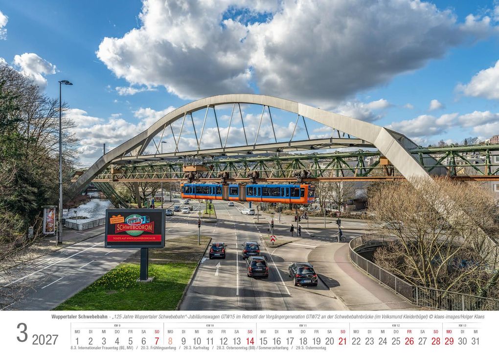 Weitere Ansicht: Wuppertaler Schwebebahn 2027 Bildkalender A3 Spiralbindung