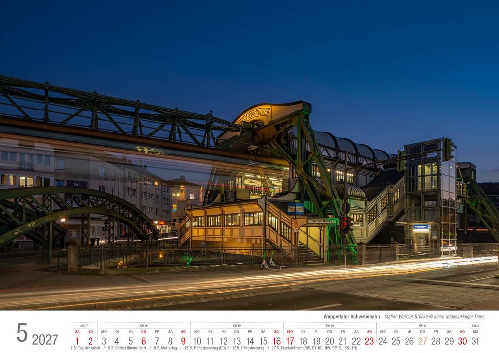Weitere Ansicht: Wuppertaler Schwebebahn 2027 Bildkalender A3 Spiralbindung
