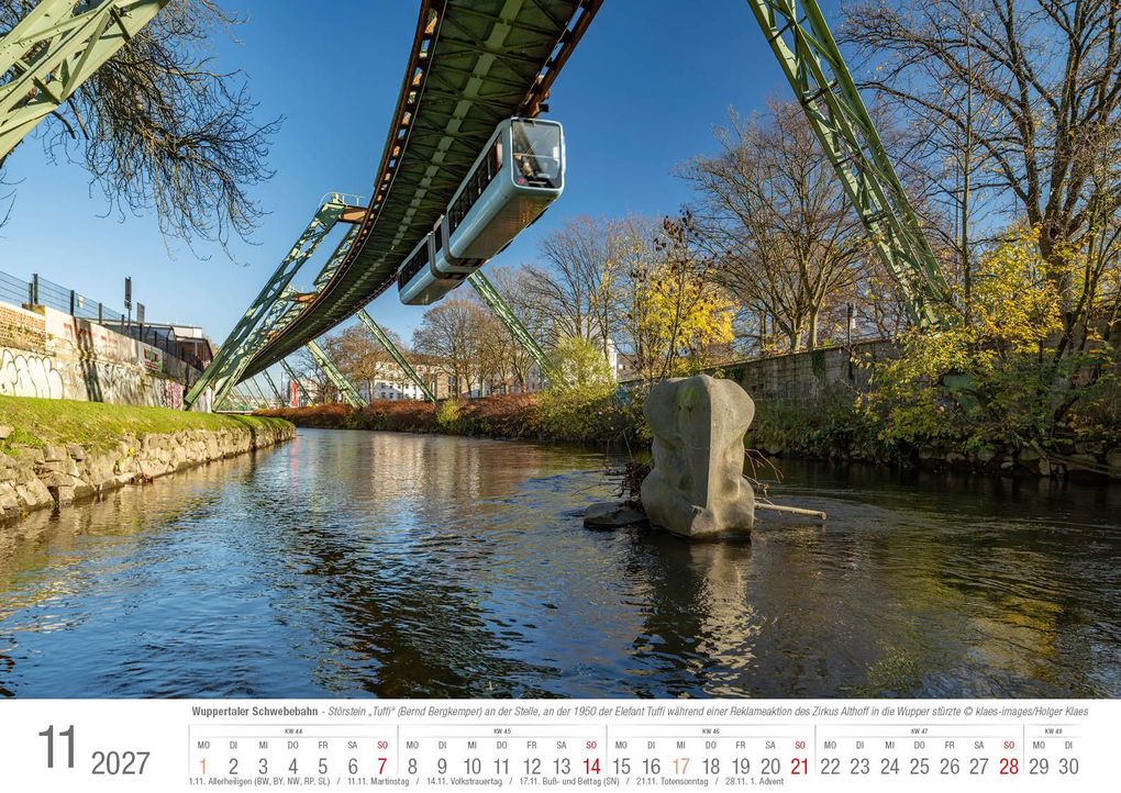 Weitere Ansicht: Wuppertaler Schwebebahn 2027 Bildkalender A3 Spiralbindung