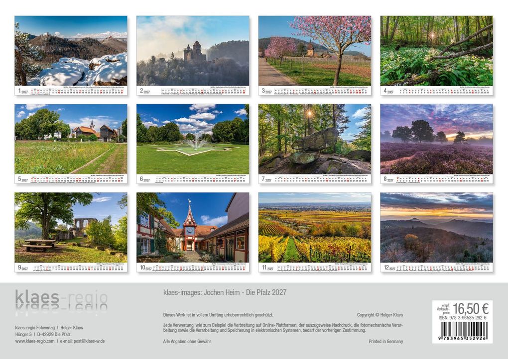 Weitere Ansicht: Die Pfalz 2027 Bildkalender A3 Spiralbindung