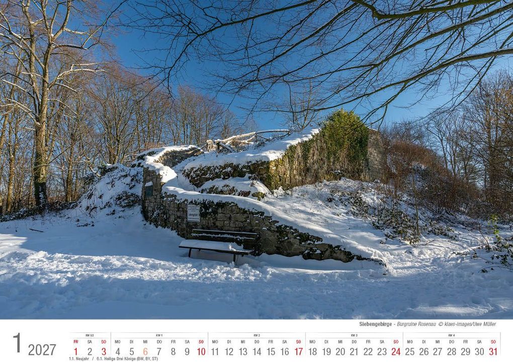 Weitere Ansicht: Siebengebirge 2027 Bildkalender A4 quer, spiralgebunden