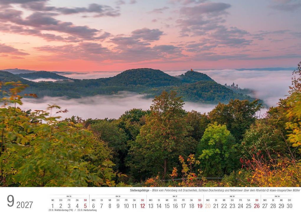 Weitere Ansicht: Siebengebirge 2027 Bildkalender A4 quer, spiralgebunden