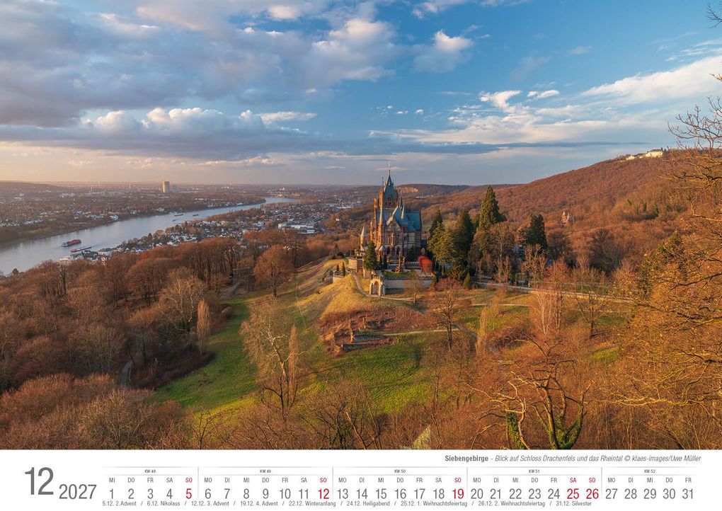 Weitere Ansicht: Siebengebirge 2027 Bildkalender A3 quer, spiralgebunden