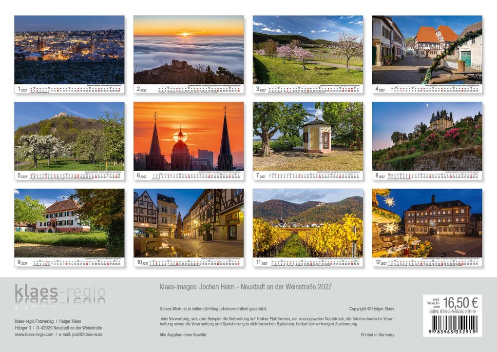 Weitere Ansicht: Neustadt a. d. Weinstraße 2027 Bildkalender A3 Spiralbindung