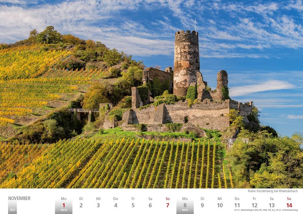 Weitere Ansicht: Rheinland 2027 Wandkalender A4 quer Spiralbindung 28 Blatt mit 56 Seiten