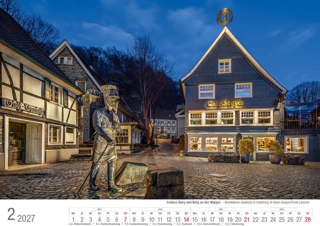 Weitere Ansicht: Schloss Burg und Burg an der Wupper 2027 Bildkalender A4 quer, spiralgebunden