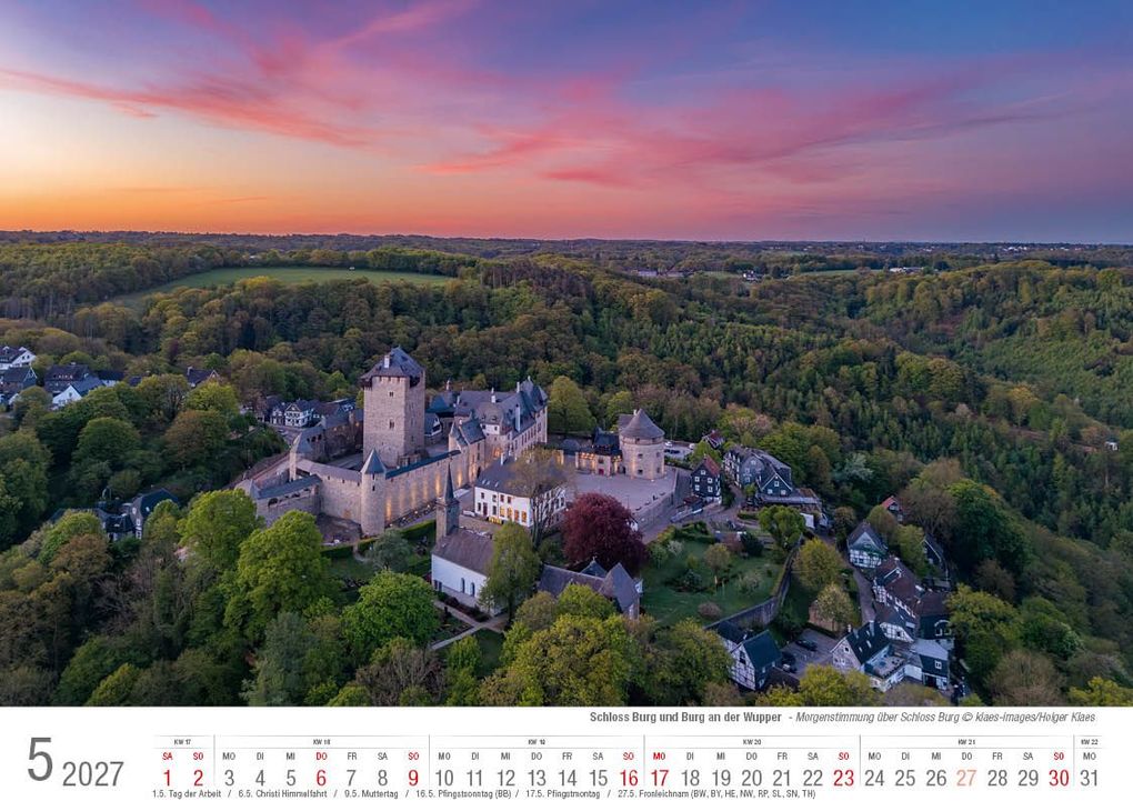 Weitere Ansicht: Schloss Burg und Burg an der Wupper 2027 Bildkalender A4 quer, spiralgebunden