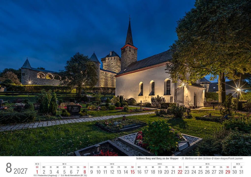 Weitere Ansicht: Schloss Burg und Burg an der Wupper 2027 Bildkalender A4 quer, spiralgebunden