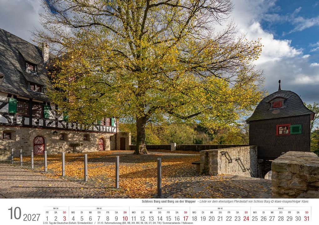 Weitere Ansicht: Schloss Burg und Burg an der Wupper 2027 Bildkalender A4 quer, spiralgebunden