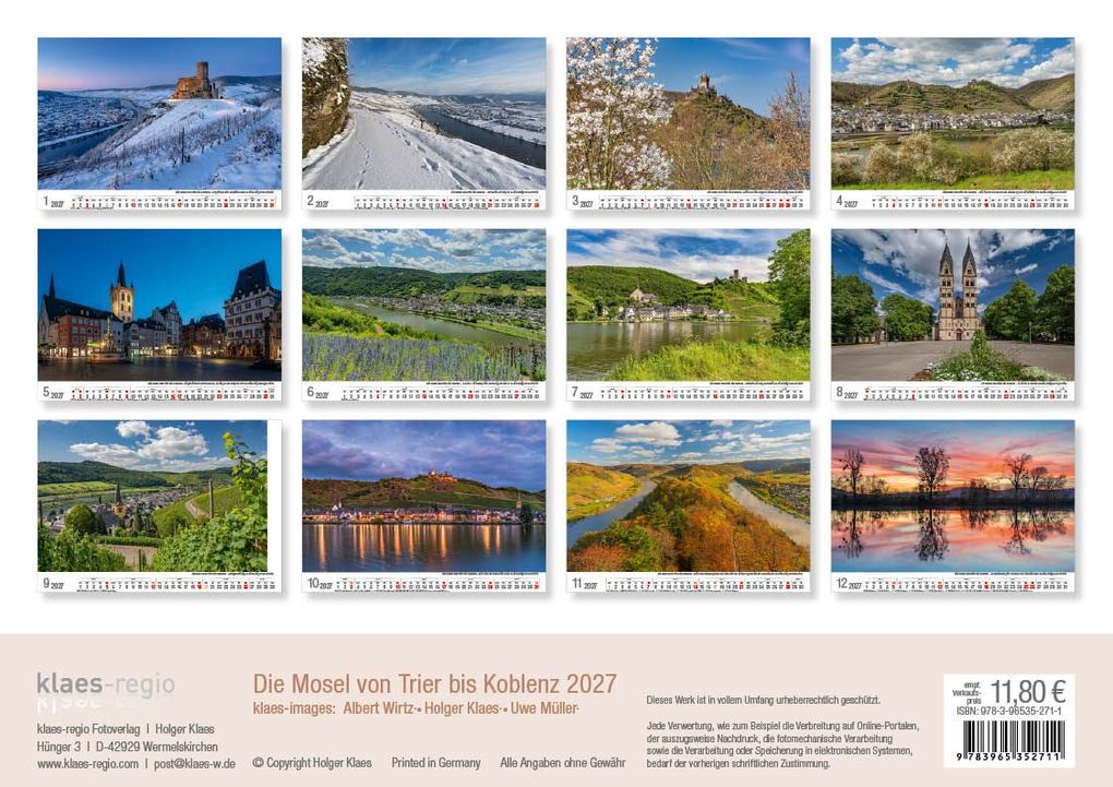 Weitere Ansicht: Mosel von Trier bis Koblenz 2027 Bildkalender A4 quer, spiralgebunden