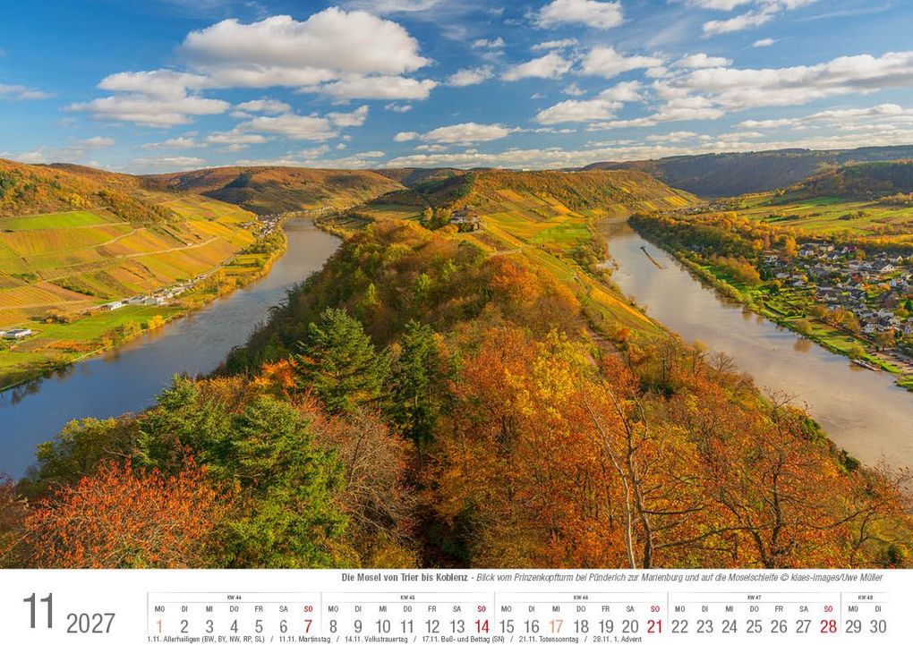 Weitere Ansicht: Mosel von Trier bis Koblenz 2027 Bildkalender A4 quer, spiralgebunden