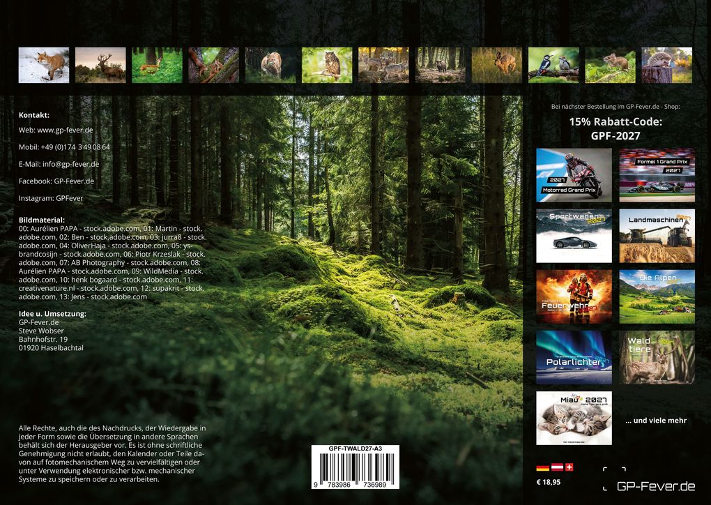 Weitere Ansicht: Waldtiere - Heimische Waldbewohner - Der Tierkalender - 2027 - Kalender DIN A3