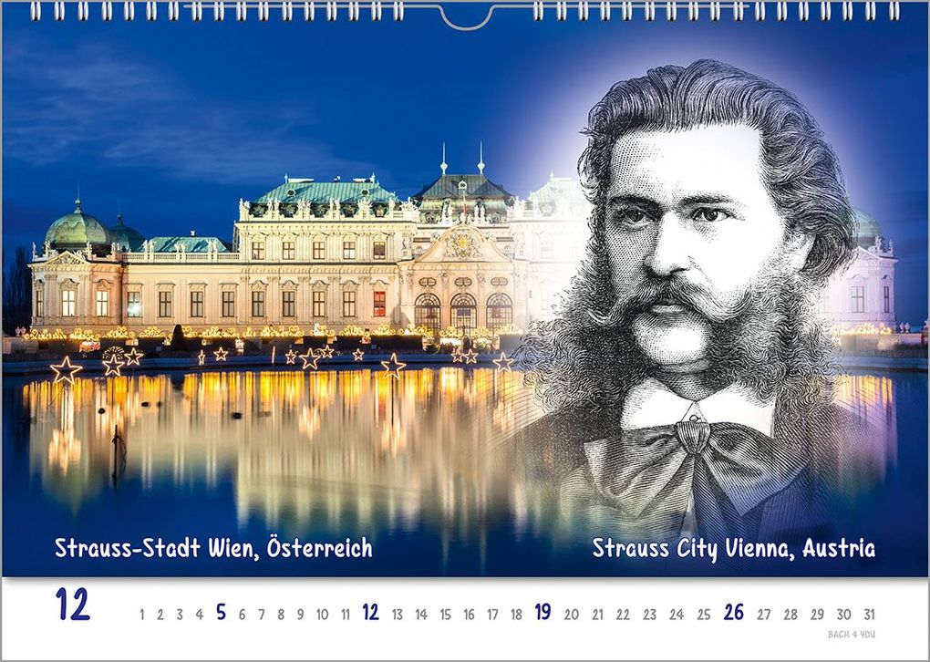 Weitere Ansicht: Komponisten-Kalender, ein Musik-Kalender 2027, DIN A4 | Peter Bach jr.