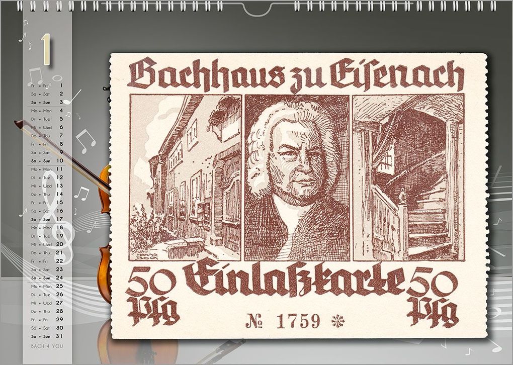 Weitere Ansicht: Komponisten-Kalender, Bach-Kalender, Musik-Kalender 2027, DIN A3 | Peter Bach jr.