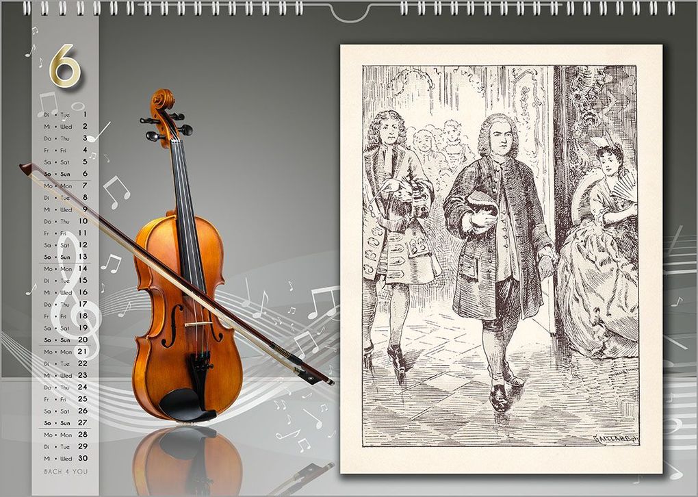 Weitere Ansicht: Komponisten-Kalender, Bach-Kalender, Musik-Kalender 2027, DIN A4 | Peter Bach jr.