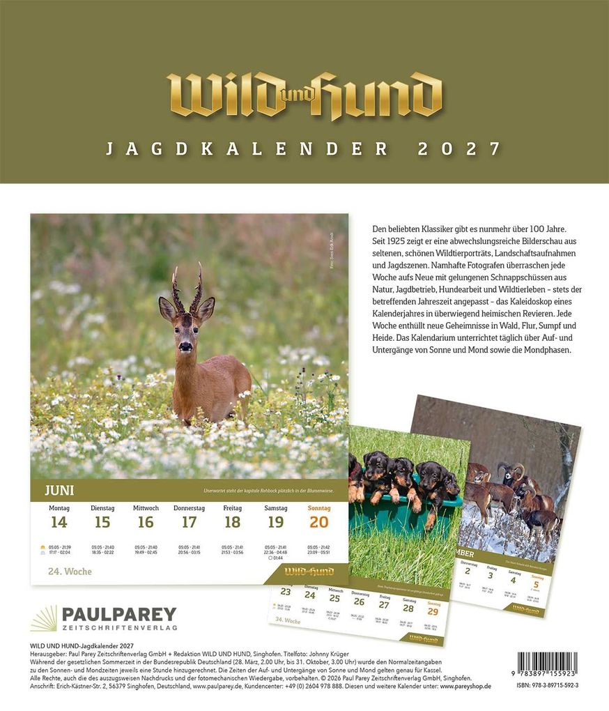 Weitere Ansicht: WILD UND HUND Edition: Jagdkalender Wandvariante 2027