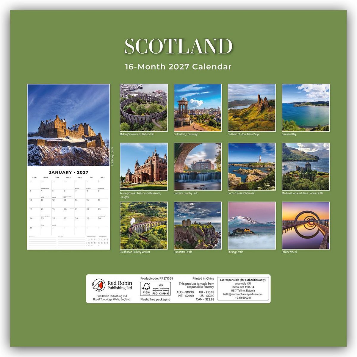 Weitere Ansicht: Scotland - Schottland 2027 - 16-Monatskalender | Robin Red