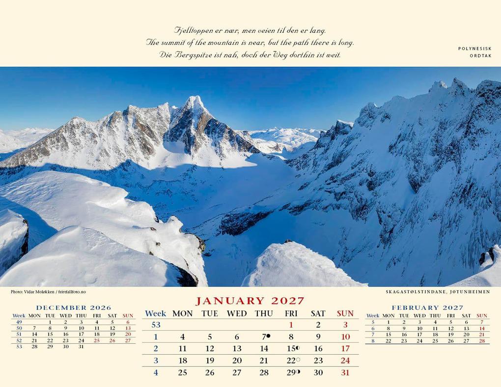 Weitere Ansicht: Panorama Norwegen 2027 Tischkalender
