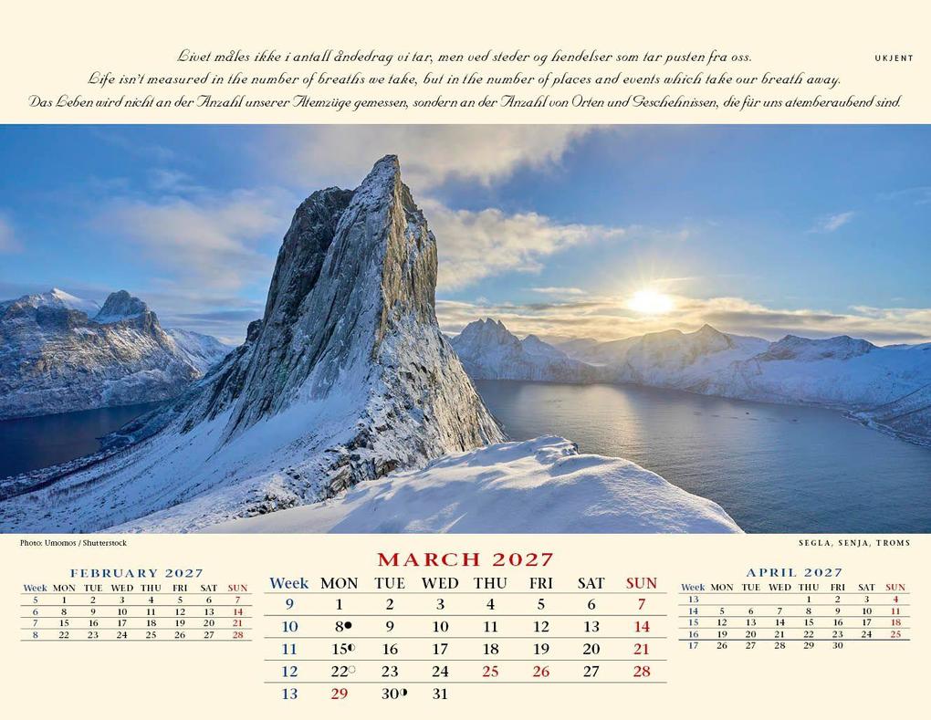 Weitere Ansicht: Panorama Norwegen 2027 Tischkalender