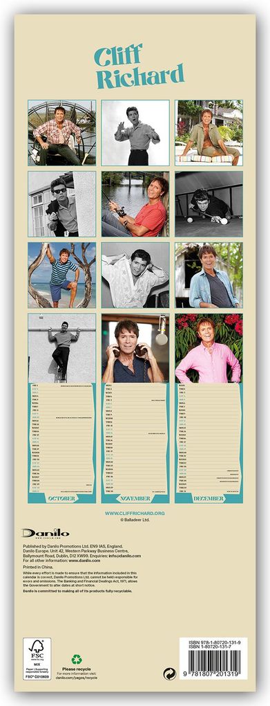 Weitere Ansicht: Cliff Richard 2027 - Slimline-Kalender