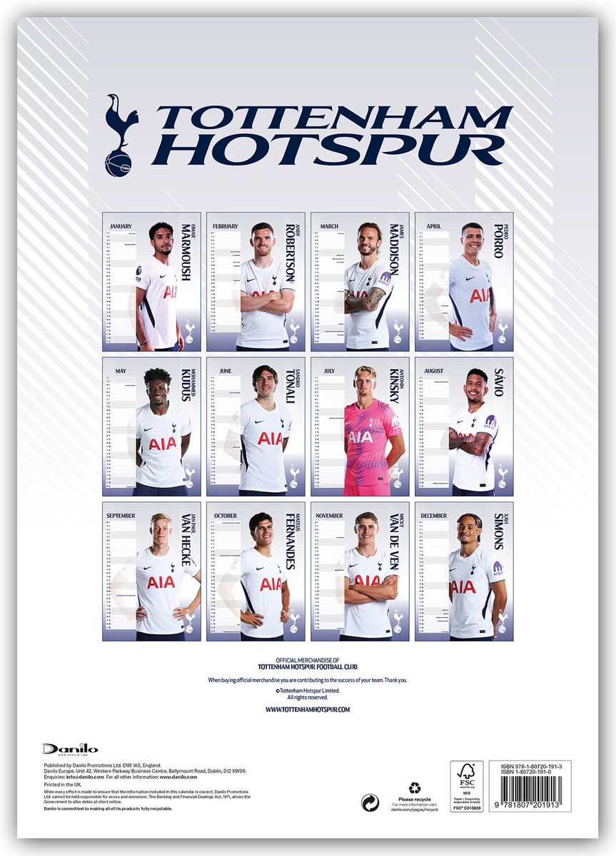 Weitere Ansicht: Tottenham Hotspur FC 2027 - A3-Posterkalender | Danilo