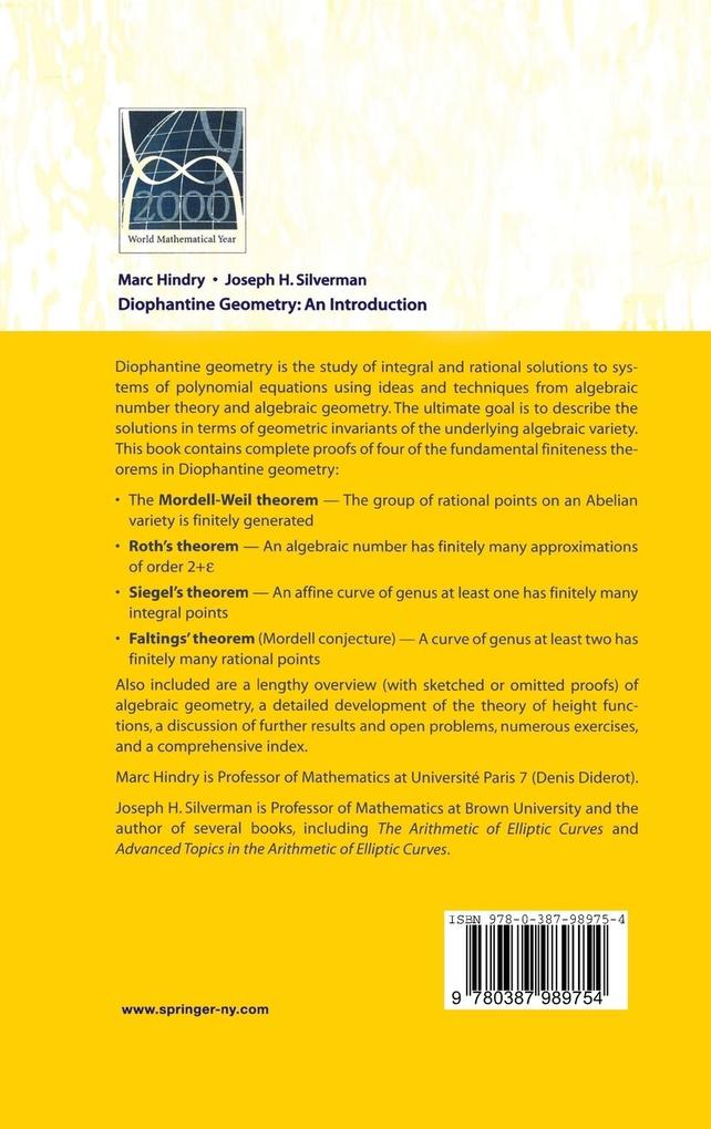 Weitere Ansicht: Diophantine Geometry | Marc Hindry, Joseph H. Silverman