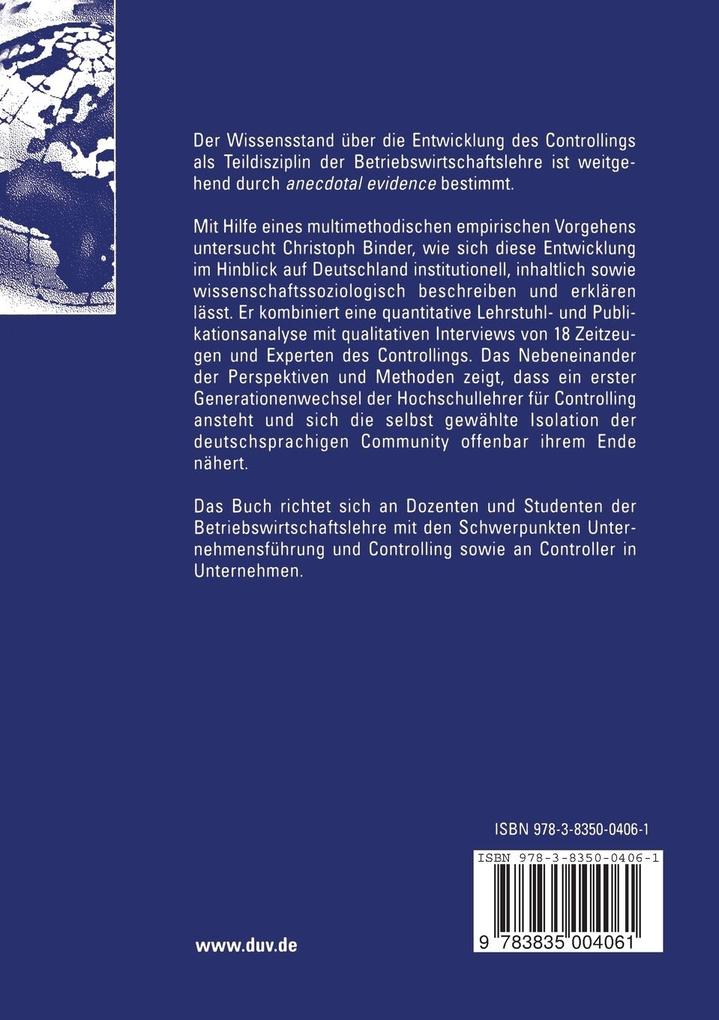 Weitere Ansicht: Die Entwicklung des Controllings als Teildisziplin der Betriebswirtschaftslehre | Christoph Binder