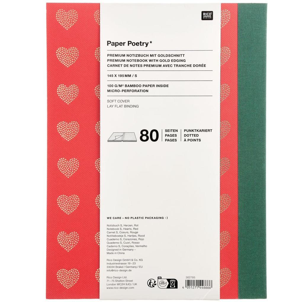 Weitere Ansicht: Notizbuch S, Herzen, Rot