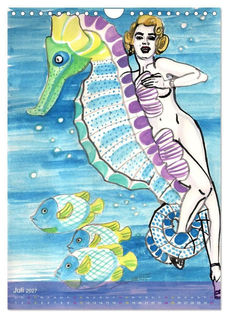 Weitere Ansicht: Mermaids, Pearls & Pirates. Sirenen, Perlen und Piraten. Phantasien mit Meeresrauschen (Wandkalender 2027 DIN A4 hoch), CALVENDO Monatskalender | Burlesque up your wall, Sara Horwath, Calvendo