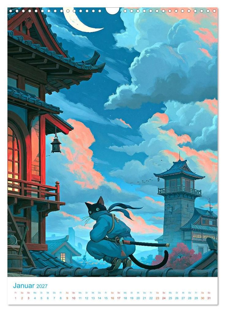 Weitere Ansicht: Ninja-Katzen - im Anime-Stil (Wandkalender 2027 DIN A3 hoch), CALVENDO Monatskalender | Val Thoermer, Calvendo