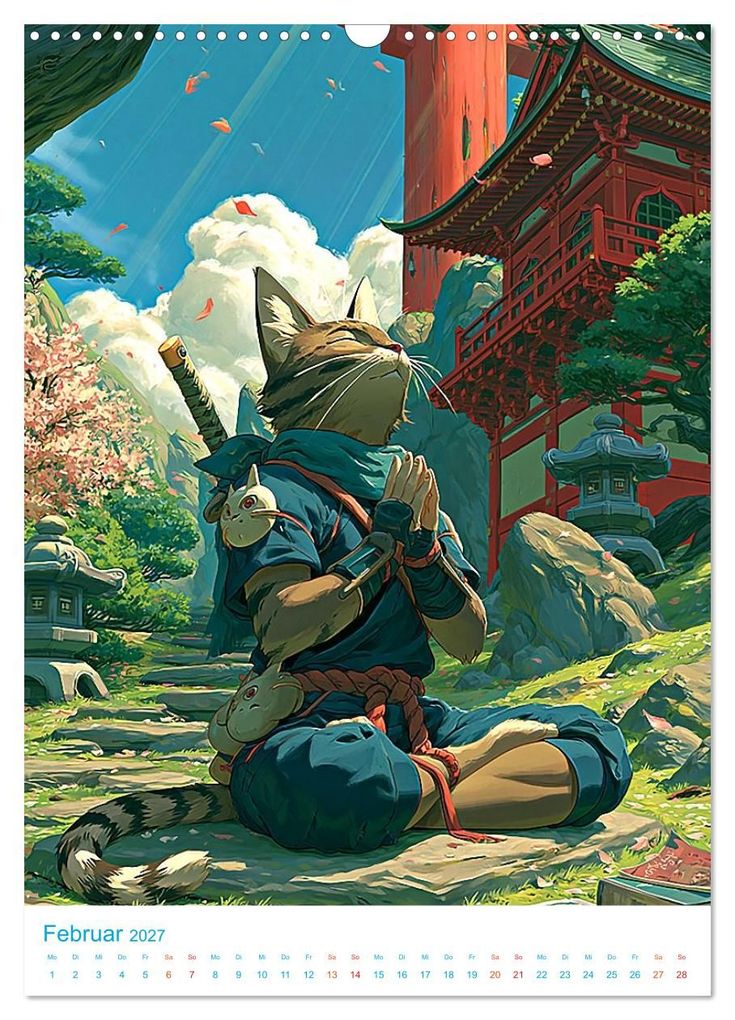 Weitere Ansicht: Ninja-Katzen - im Anime-Stil (Wandkalender 2027 DIN A3 hoch), CALVENDO Monatskalender | Val Thoermer, Calvendo