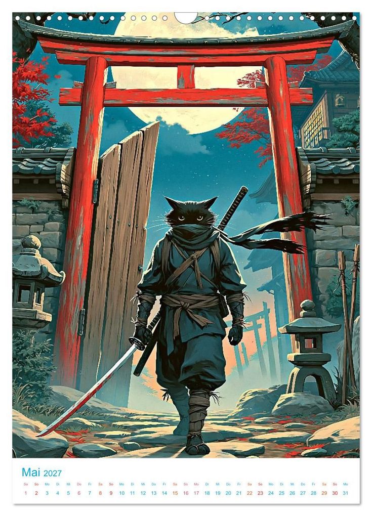 Weitere Ansicht: Ninja-Katzen - im Anime-Stil (Wandkalender 2027 DIN A3 hoch), CALVENDO Monatskalender | Val Thoermer, Calvendo