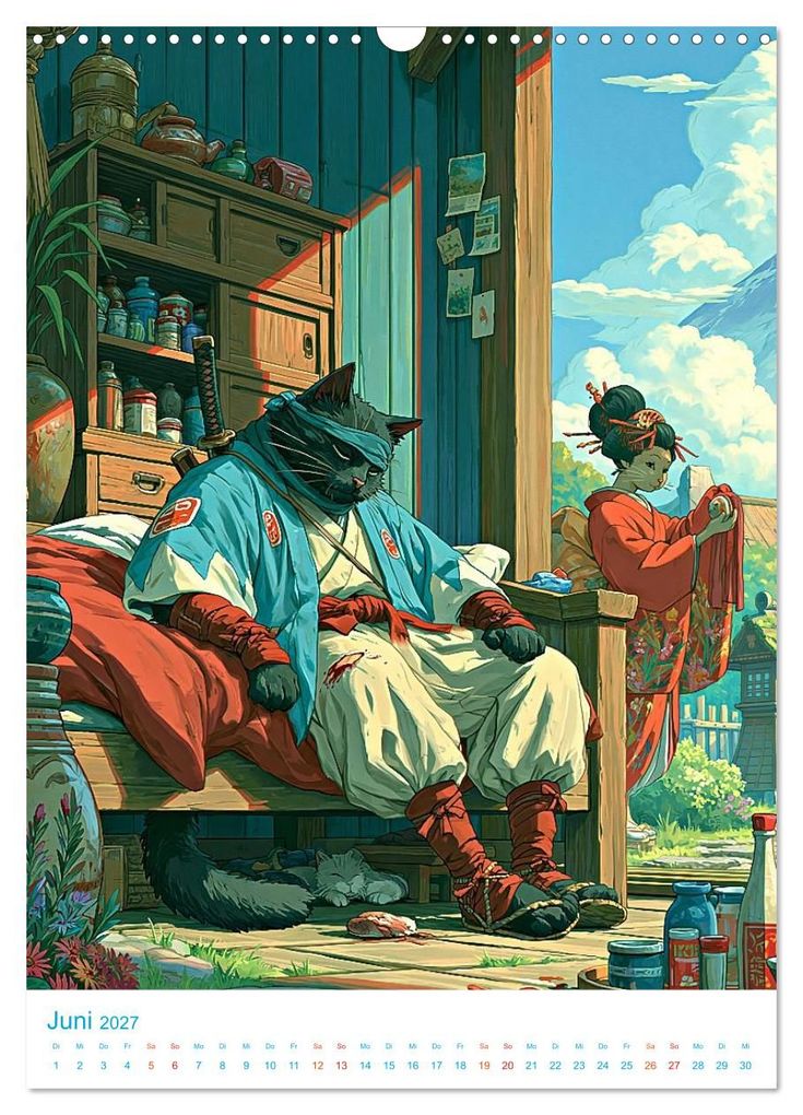 Weitere Ansicht: Ninja-Katzen - im Anime-Stil (Wandkalender 2027 DIN A3 hoch), CALVENDO Monatskalender | Val Thoermer, Calvendo