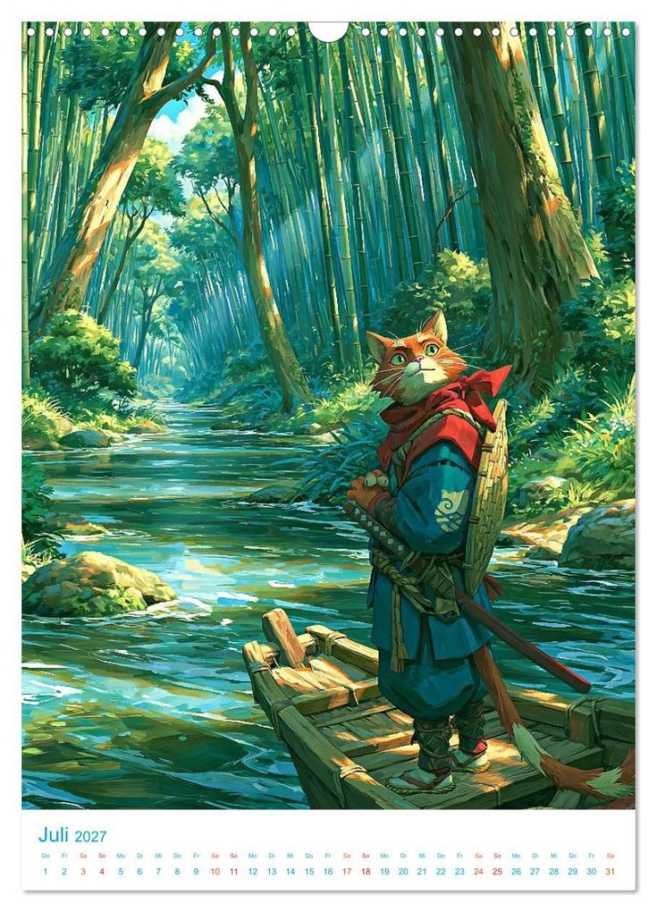 Weitere Ansicht: Ninja-Katzen - im Anime-Stil (Wandkalender 2027 DIN A3 hoch), CALVENDO Monatskalender | Val Thoermer, Calvendo