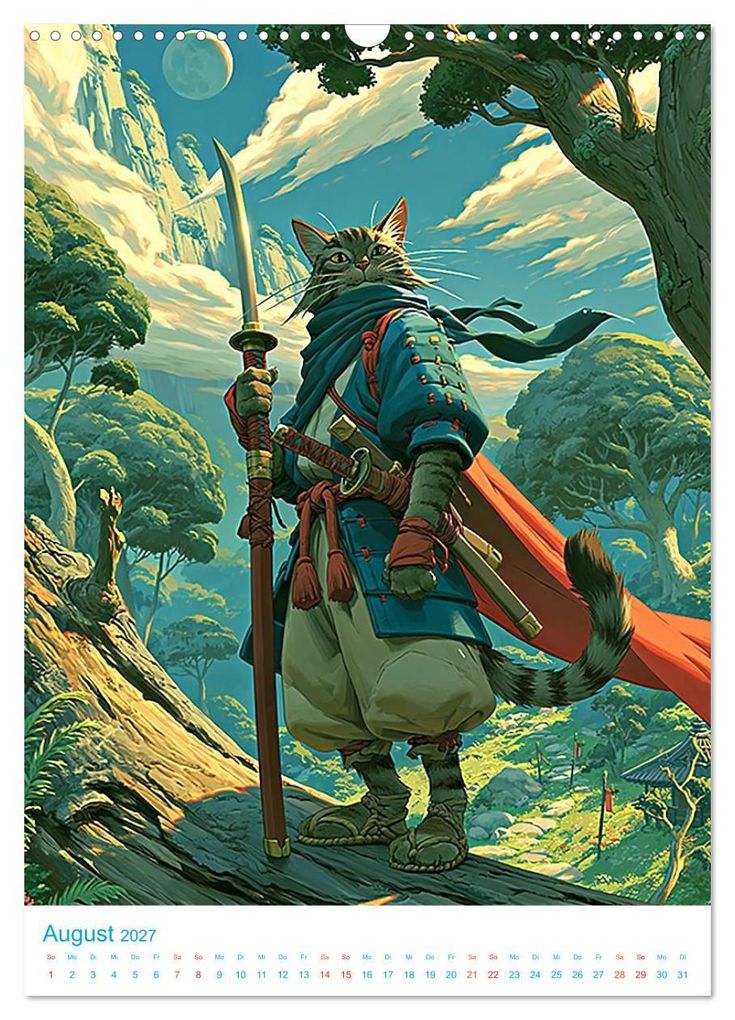 Weitere Ansicht: Ninja-Katzen - im Anime-Stil (Wandkalender 2027 DIN A3 hoch), CALVENDO Monatskalender | Val Thoermer, Calvendo