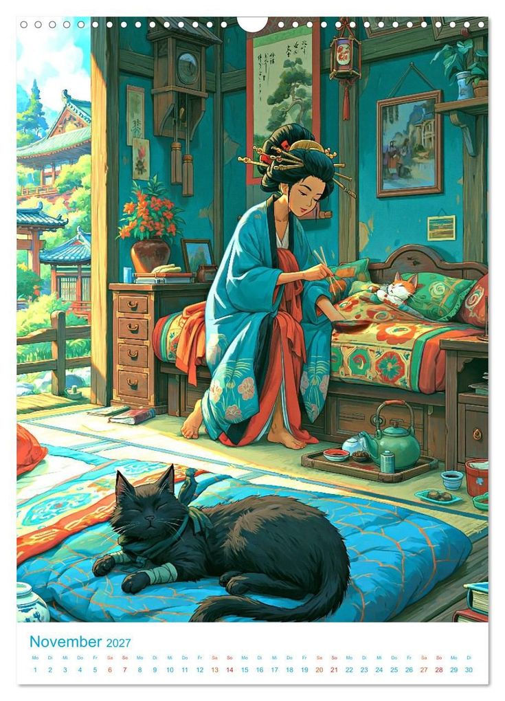 Weitere Ansicht: Ninja-Katzen - im Anime-Stil (Wandkalender 2027 DIN A3 hoch), CALVENDO Monatskalender | Val Thoermer, Calvendo
