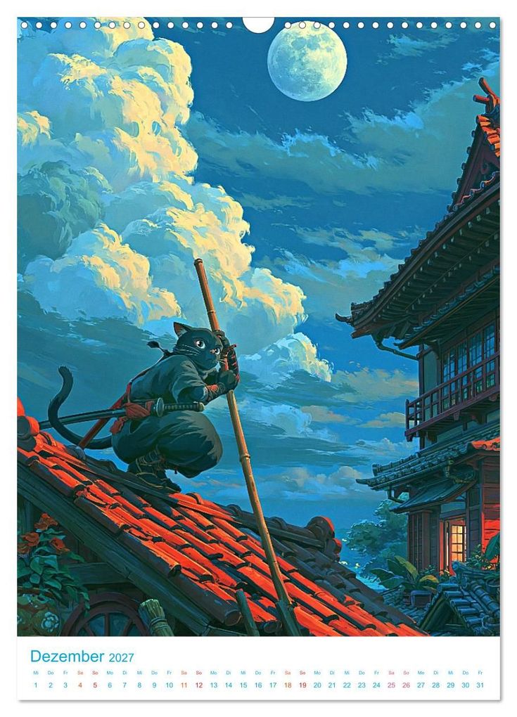 Weitere Ansicht: Ninja-Katzen - im Anime-Stil (Wandkalender 2027 DIN A3 hoch), CALVENDO Monatskalender | Val Thoermer, Calvendo