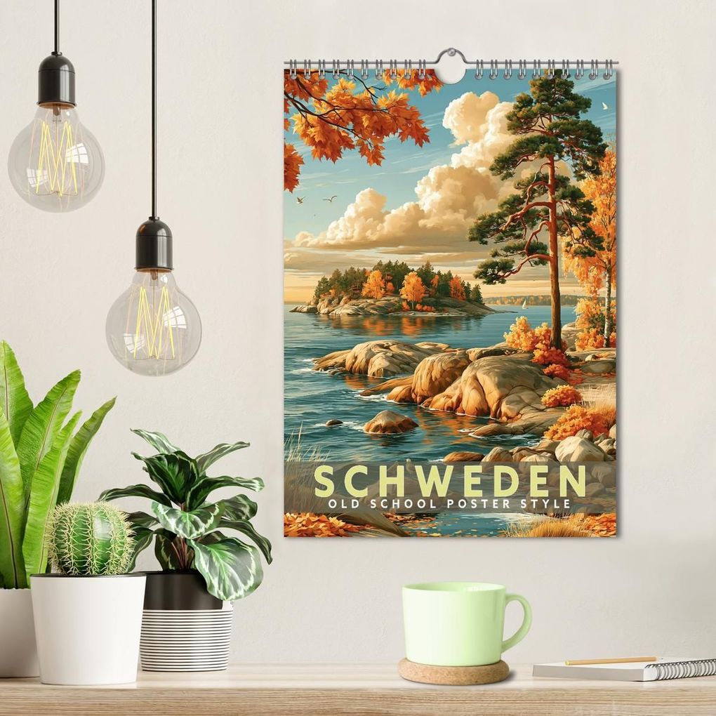 Weitere Ansicht: Schweden - Old School Poster Style (Wandkalender 2027 DIN A4 hoch), CALVENDO Monatskalender | Val Thoermer, Calvendo