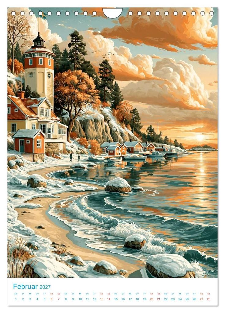 Weitere Ansicht: Schweden - Old School Poster Style (Wandkalender 2027 DIN A4 hoch), CALVENDO Monatskalender | Val Thoermer, Calvendo