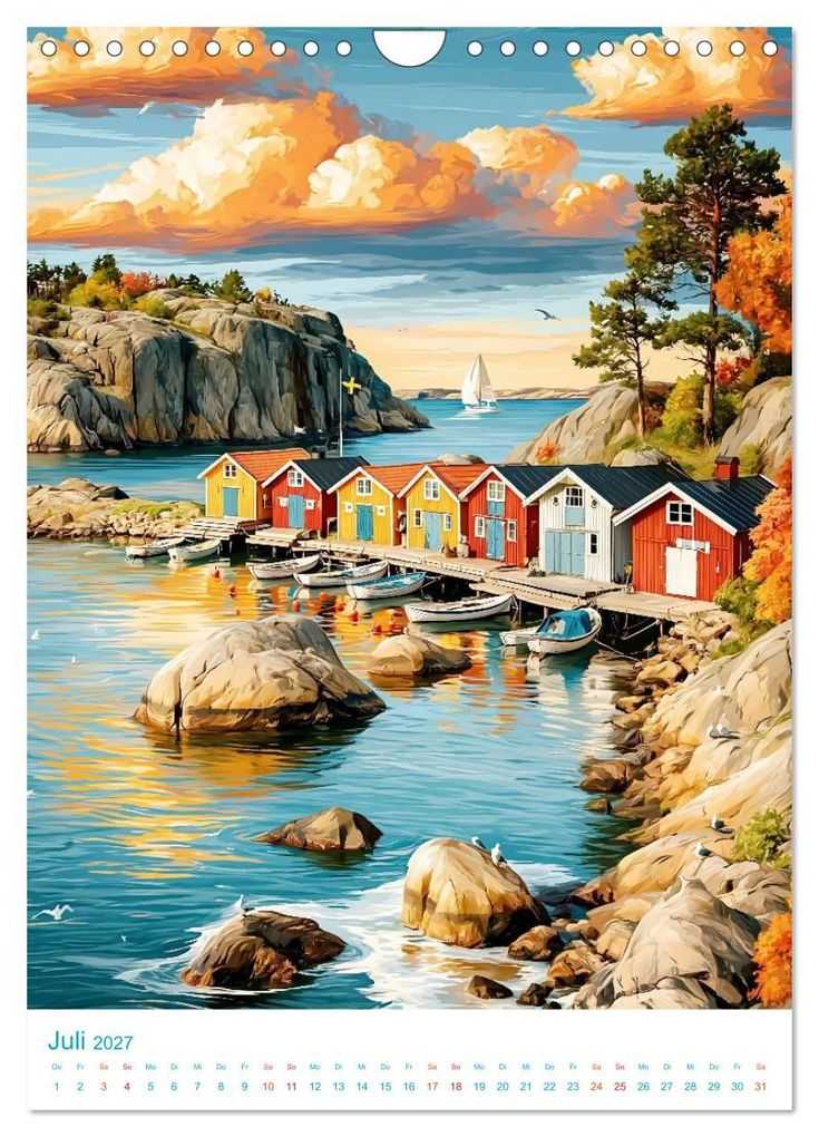 Weitere Ansicht: Schweden - Old School Poster Style (Wandkalender 2027 DIN A4 hoch), CALVENDO Monatskalender | Val Thoermer, Calvendo